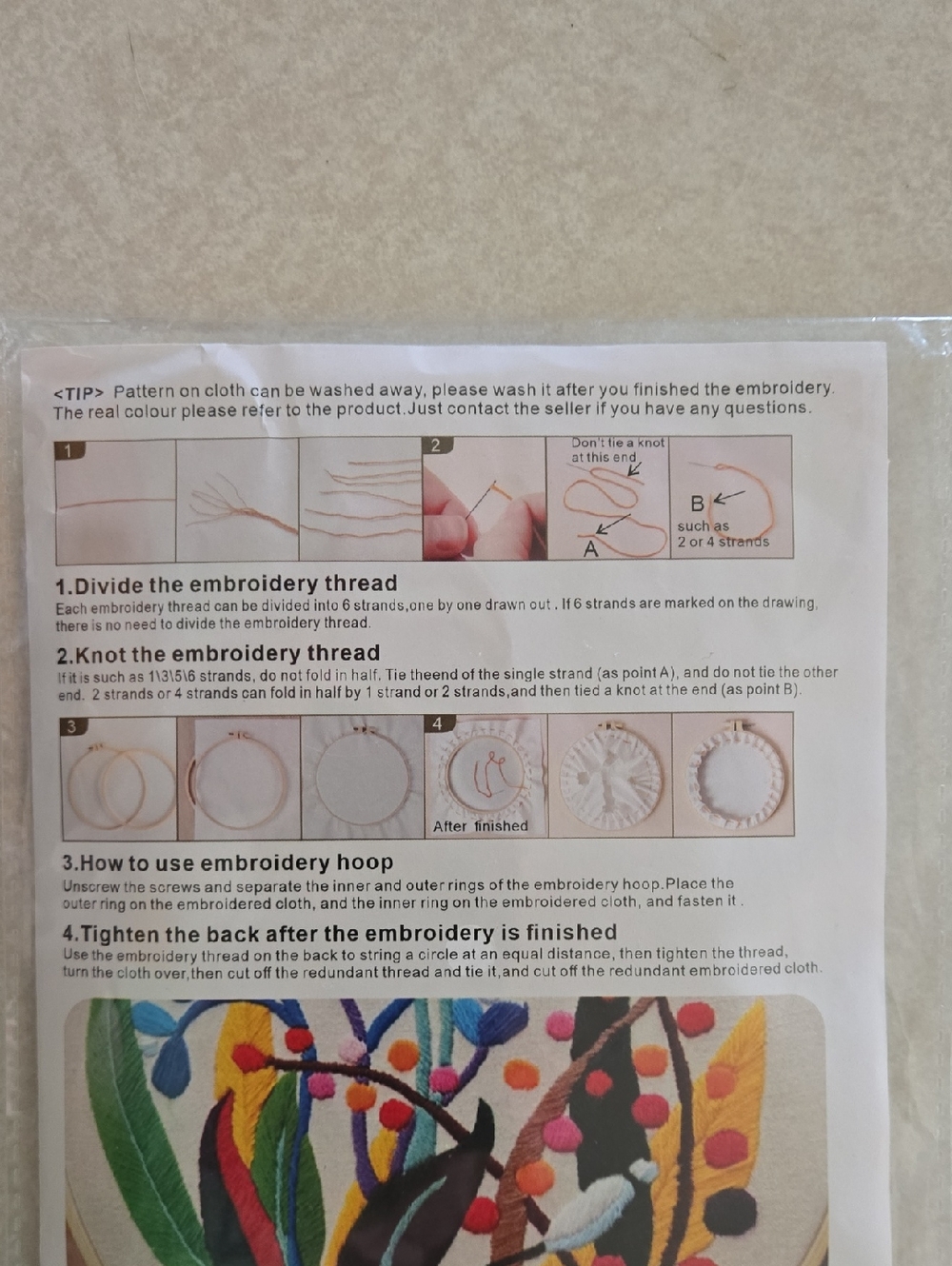 DIY Floral Embroidery Art Kit Cx1129 Arts & Crafts - Picture 4 of 4